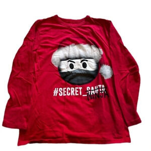 Boys Large 10/12 Christmas Hat Holiday Ninja Red Long Sleeve Shirt​